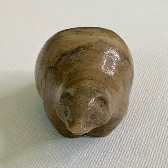 Vintage Raccoon Fetish Canadian Inuit Hand Carved Native Animal Sculpture 2.75" - Picture 3 of 16